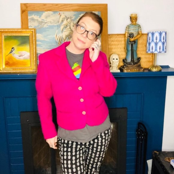 Vintage OuiSet Bright Pink Wool Fuzzy y2k - Picture 2 of 8